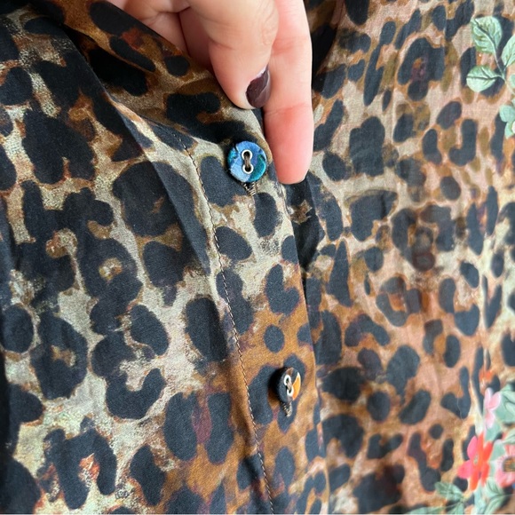 Johnny Was Cheetah Long Shirt Dress, Silk Coverup - Picture 9 of 15